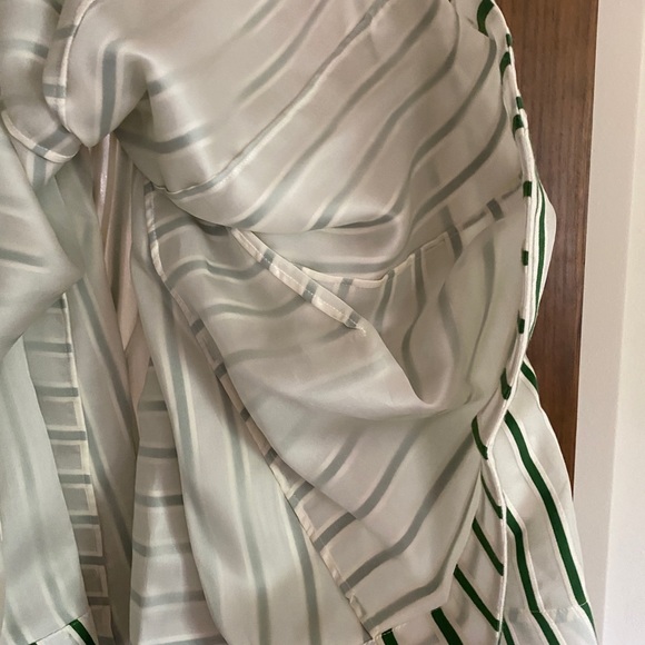 Rosie Assoulin Flouncy Skirt sz 6 Wool Silk Green Striped - Picture 5 of 6